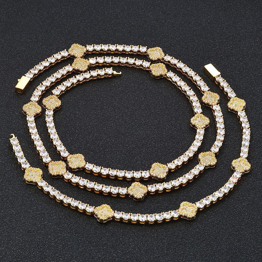 Custom Iced Out Jewelry Clover Tennis Chain | Full Iced Necklace & Bracelet | Caratix - CaratixJewelry