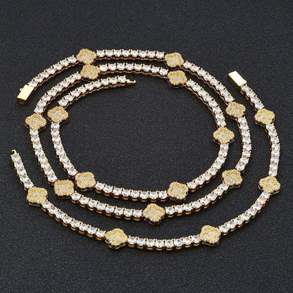 Custom Iced Out Jewelry Clover Tennis Chain | Full Iced Necklace & Bracelet | Caratix - CaratixJewelry