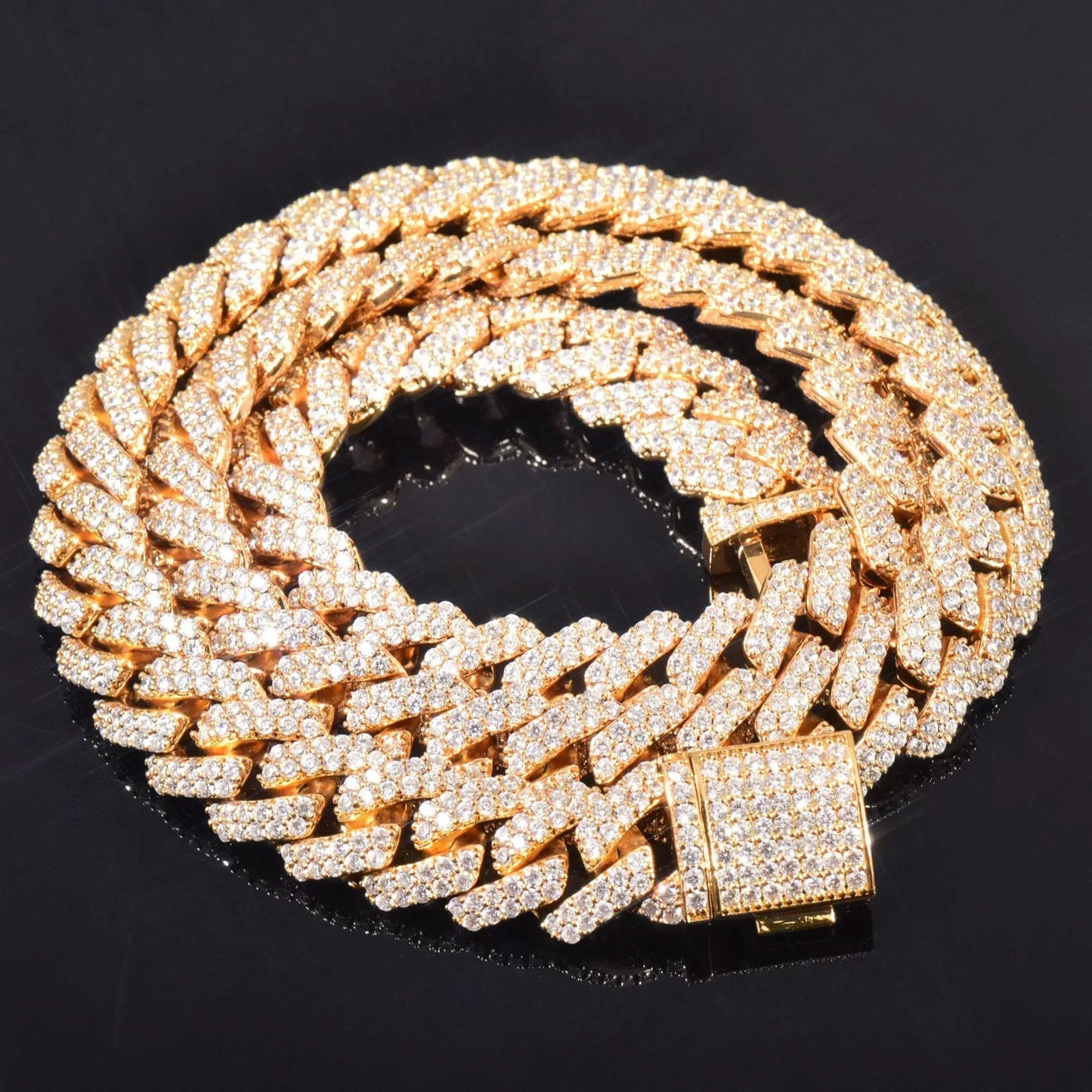 8mm 10mm 12mm Iced Out Double Row Cuban Chain Necklace for Men | Caratix Jewelry - CaratixJewelry
