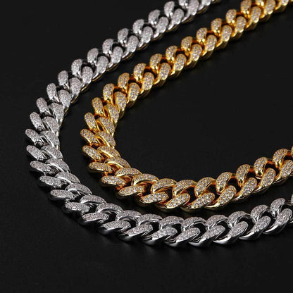 12mm Iced Out Cuban Chain High Quality Zircon Rapper Necklace - CaratixJewelry