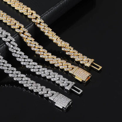 8mm Iced Out Cuban Chain Necklace Single Row Zircon - CaratixJewelry