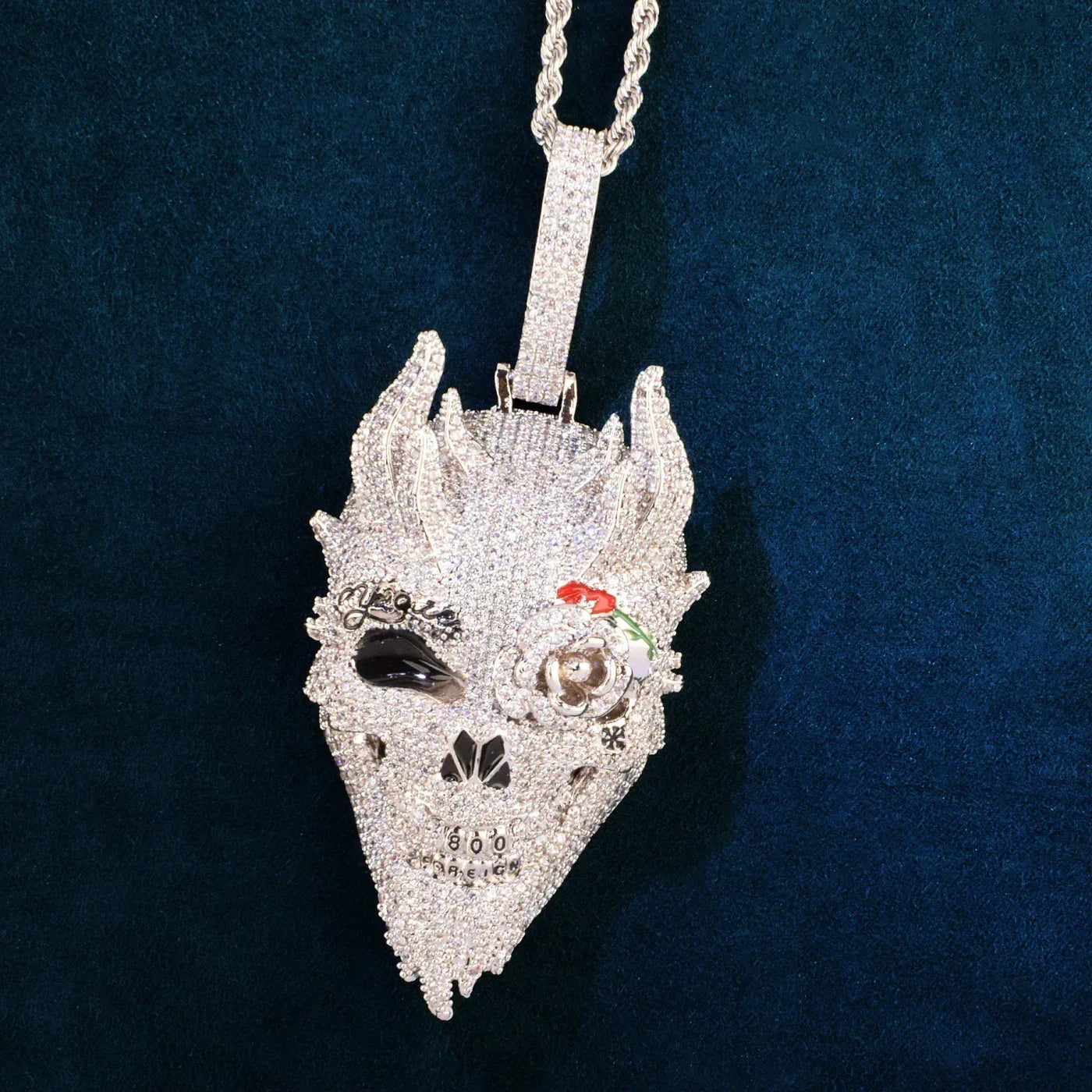 Iced Out Skull Pendant Necklace | CZ Hip Hop Vintage Streetwear Men’s Jewelry - CaratixJewelry