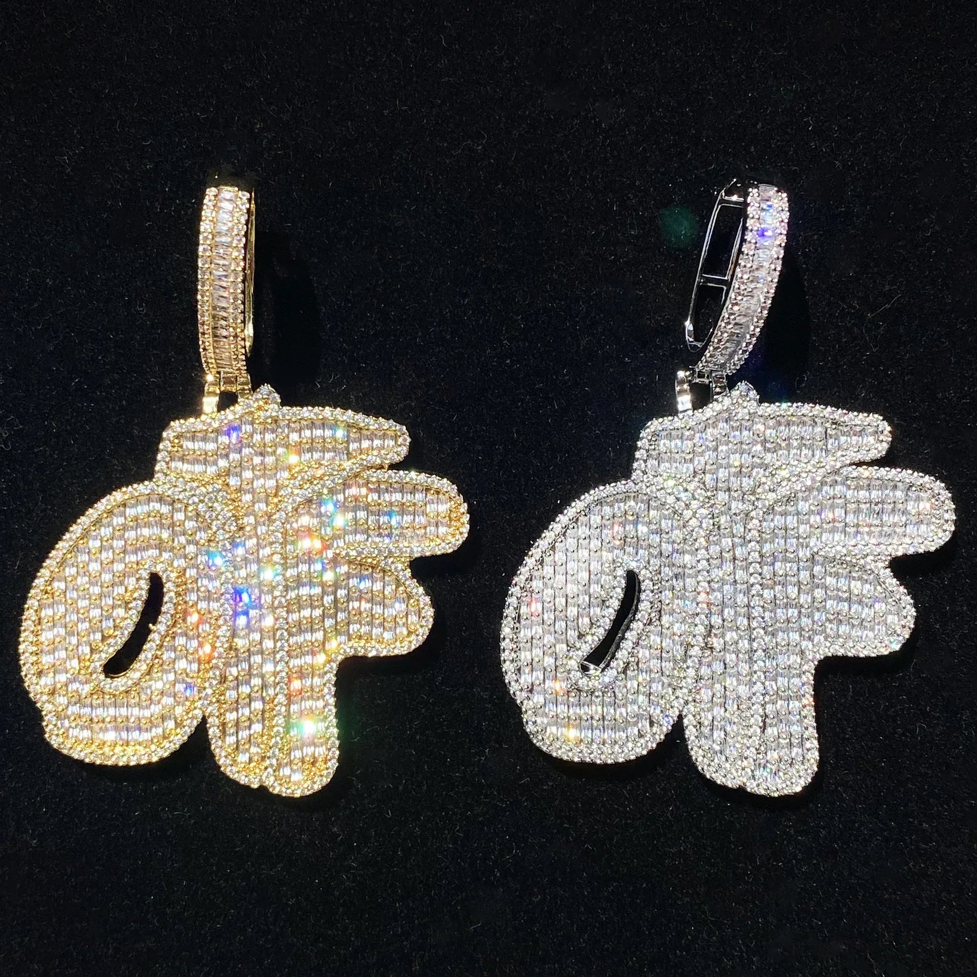 Iced Out "OTF" Letter Pendant for Women | Ladies Real Copper CZ Necklace - CaratixJewelry