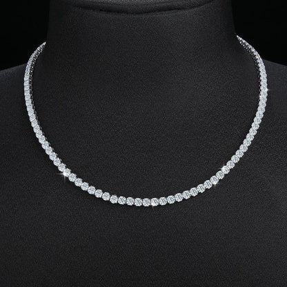 Iced-Out Moissanite Necklace – S925 Sterling Silver Clavicle & Choker Chain Luxury Jewelry for Women - CaratixJewelry