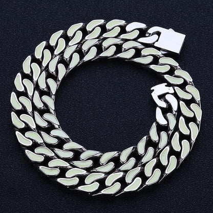 Custom 12mm Color Drip Cuban Chain Necklace Stainless Steel Hip Hop Jewelry | Caratix Jewelry - CaratixJewelry
