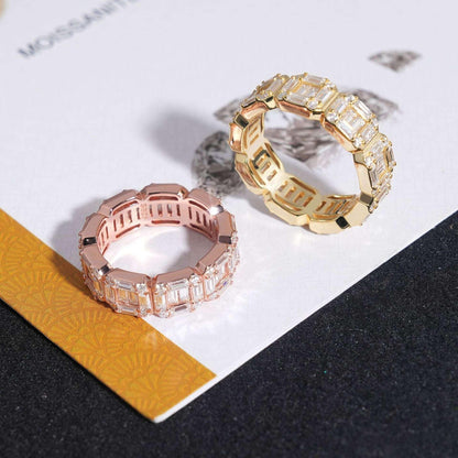 Cut-Line Moissanite Band Ring | S925 Silver Unisex Iced Out Hip Hop Jewelry - CaratixJewelry