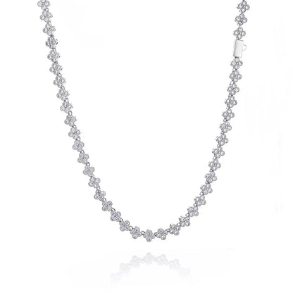 Custom 7mm Hip Hop Clover & Plum Flower Chain Necklace with Zircon Stones for Men | Caratix Jewelry - CaratixJewelry
