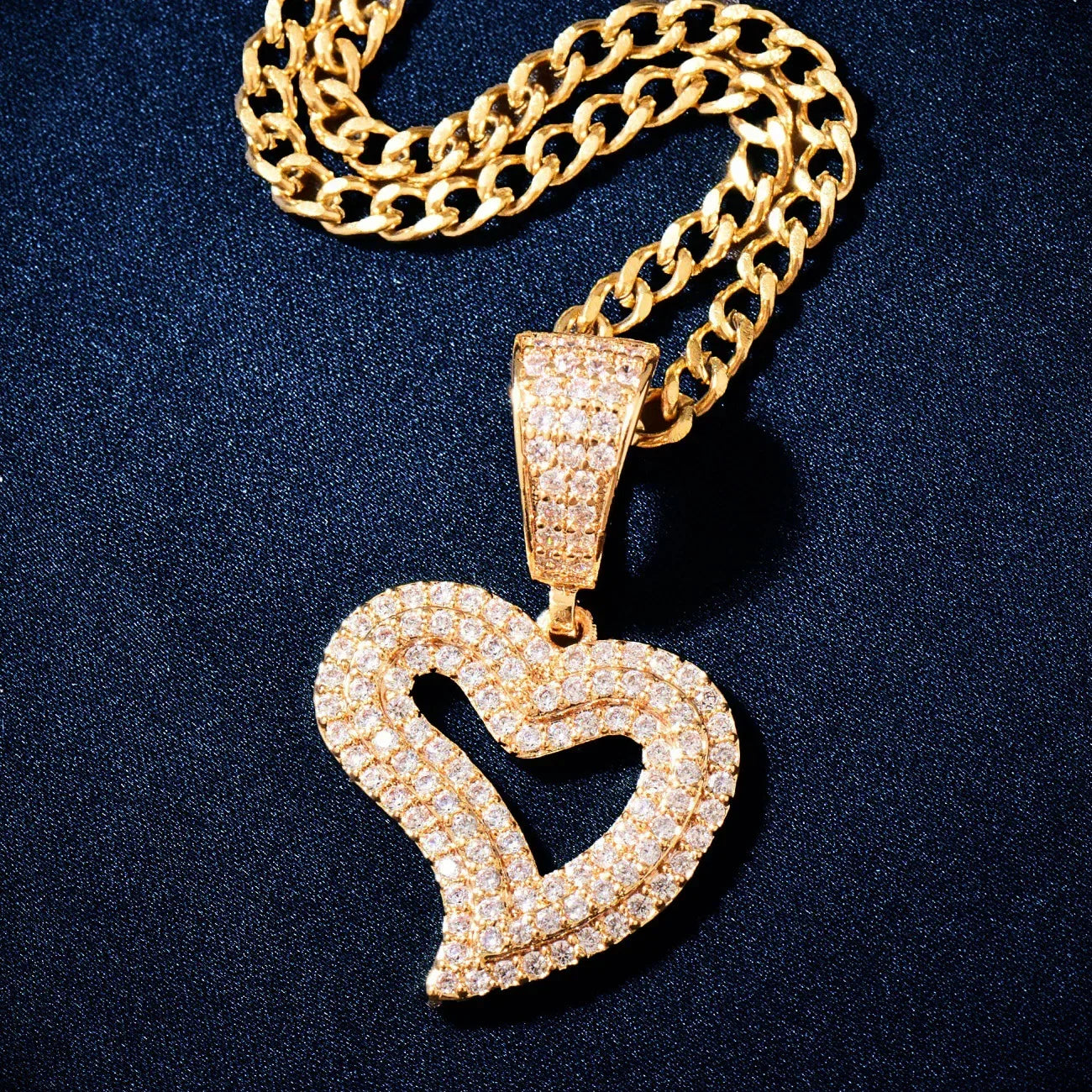 Hollow Heart Pendant Necklace | CZ Minimalist Hip Hop Fashion Jewelry - CaratixJewelry