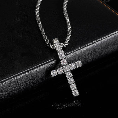 Custom Full Cross Pendant Necklace with Zircon Stones for Men | Caratix Jewelry - CaratixJewelry