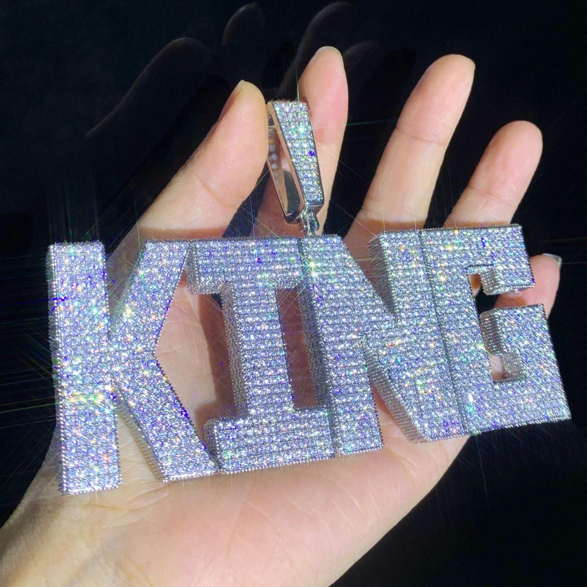 Iced Out Letter Pendant | DIY CZ Initial Hip Hop Necklace for Trendy Streetwear - CaratixJewelry