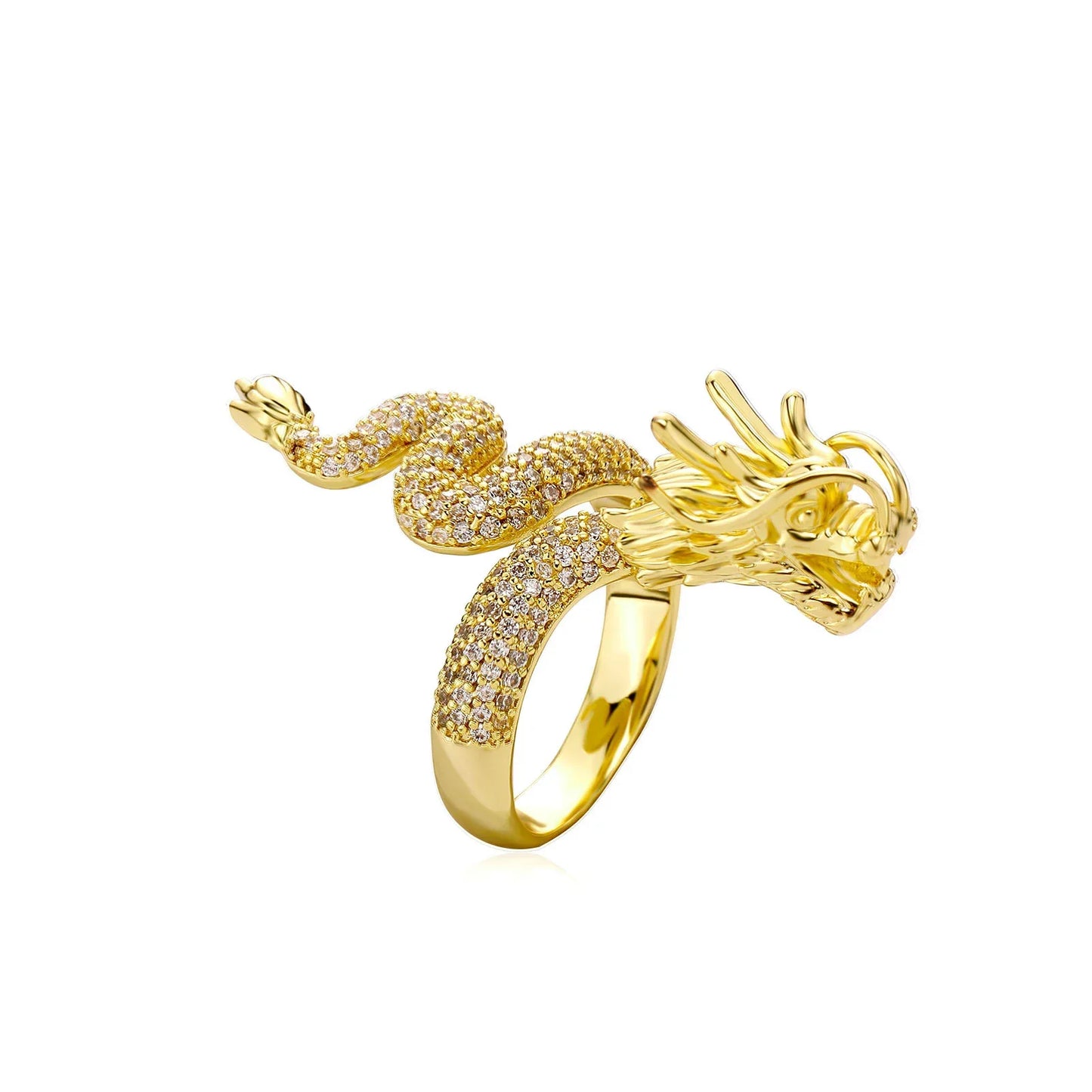 Black Dragon Ring for Men | Neo-Chinese Mythical Serpent Band | Caratix