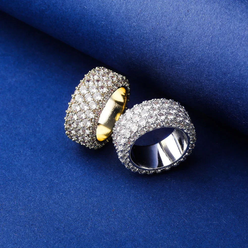 Five-Row Iced Out Ring | S925 Sterling Silver Men's Band | Caratix