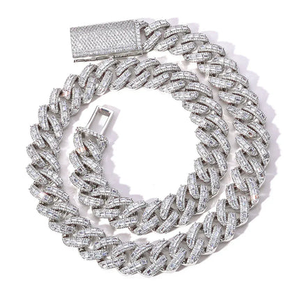 18mm Iced Out Cuban Chain Necklace Mixed Zircon Hip Hop Jewelry for Men | Caratix Jewelry - CaratixJewelry