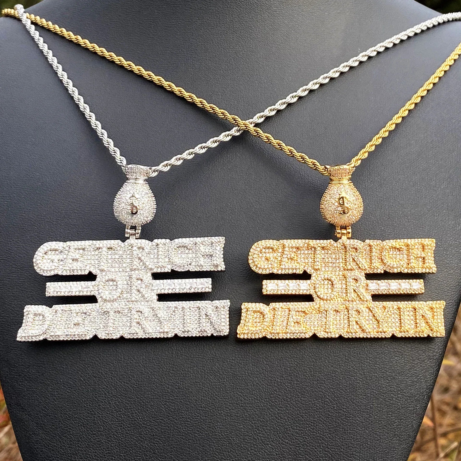 Women's Manifestation Hustle Necklace | Premium Copper CZ Money Motto Jewelry - CaratixJewelry