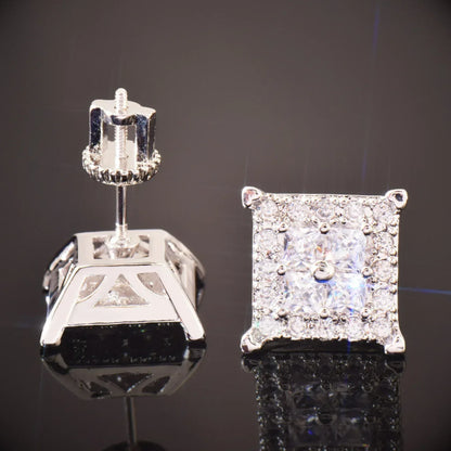 Iced Out Square Stud Earrings with Zircon | Trendy & Minimalist Hip Hop Jewelry | Caratix Jewelry - CaratixJewelry
