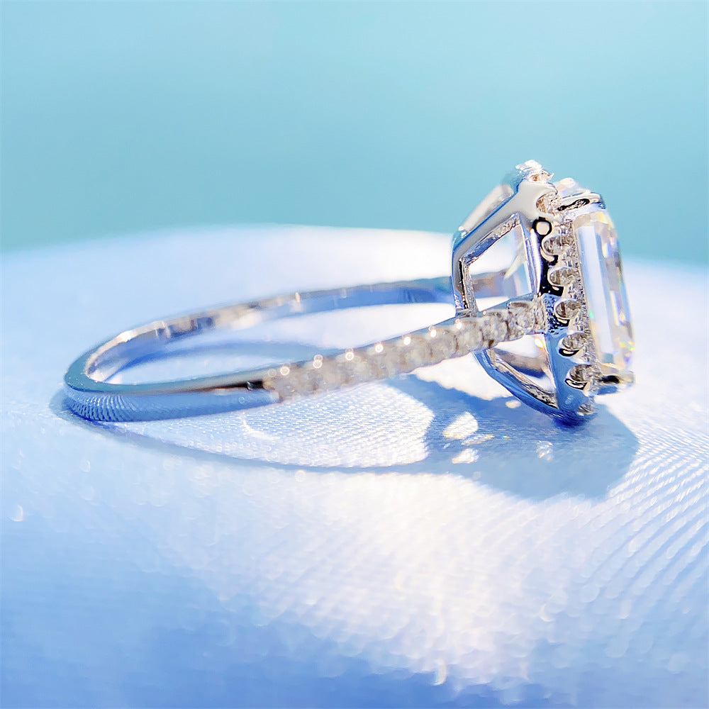 2026 Summer New S925 Silver 3ct Emerald Cut Moissanite Ring | D Color VVS1 | Caratix