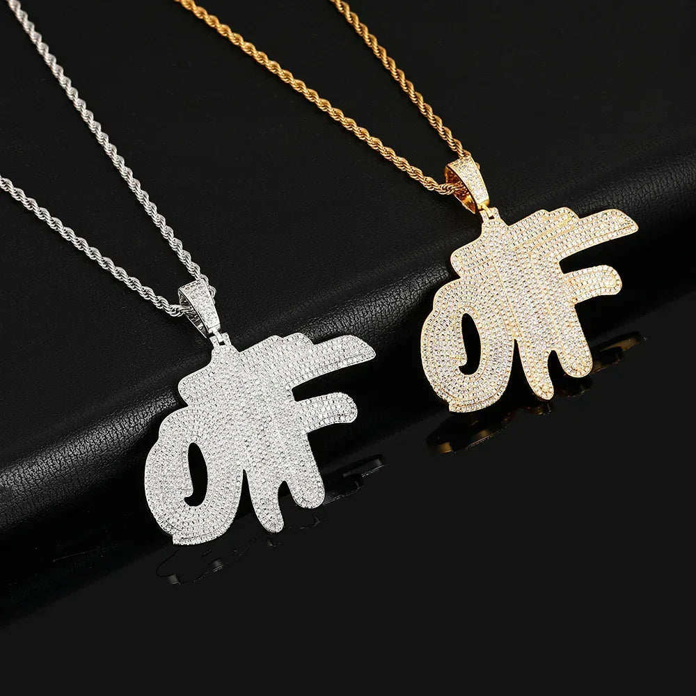 DIY OTF Letter Pendant Necklace with Micro-Pave Zircon and Copper Frame for Men | Caratix Jewelry - CaratixJewelry