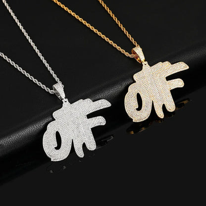 DIY OTF Letter Pendant Necklace with Micro-Pave Zircon and Copper Frame for Men | Caratix Jewelry - CaratixJewelry