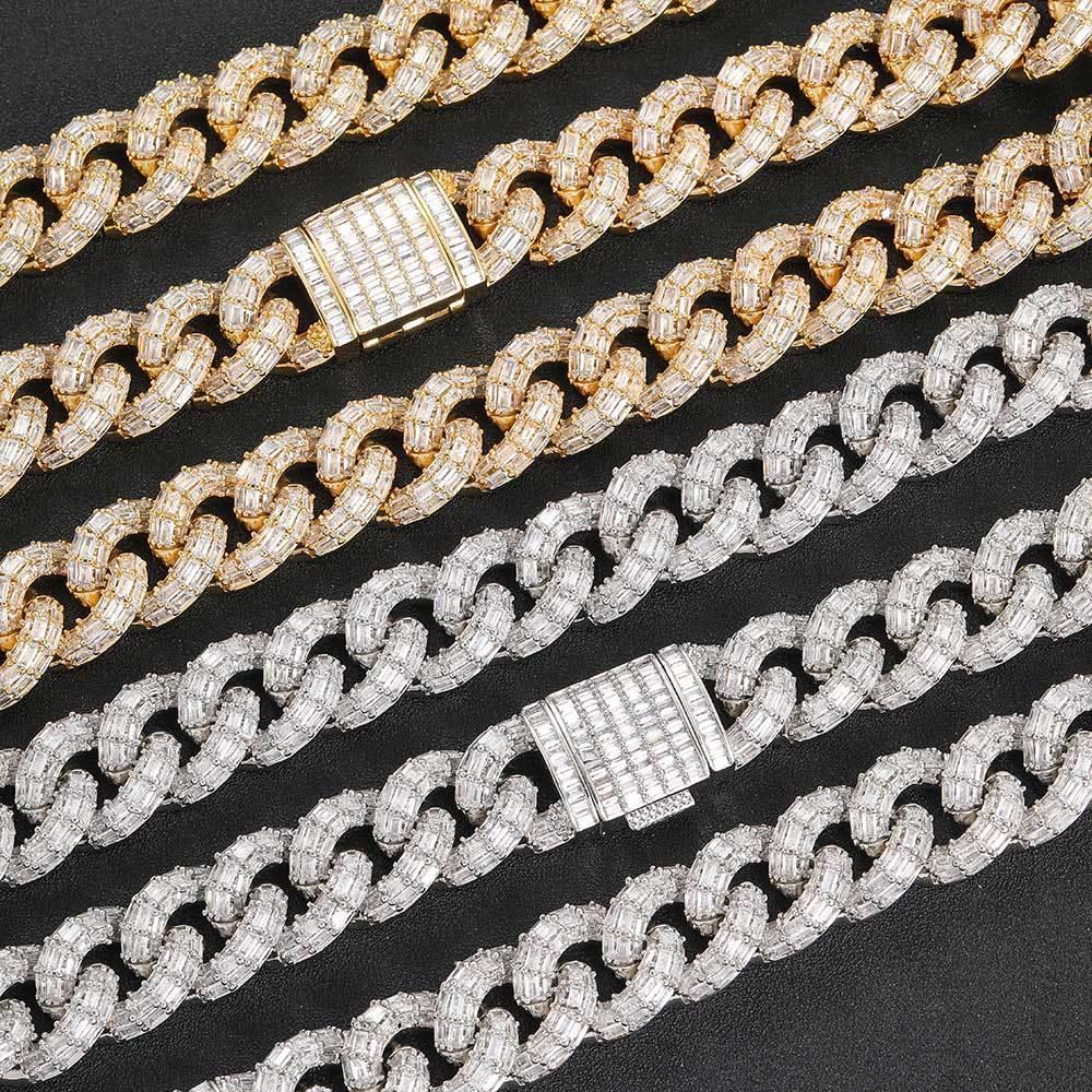21mm Iced Out Cuban Link Chain Necklace Triple Row Zircon - CaratixJewelry