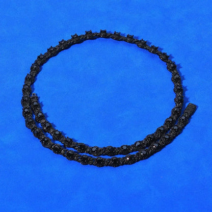 7.5mm Round Bead Cuban Link Zircon Hip Hop Necklace Gold Chain Rapper Style for Men | Caratix Jewelry - CaratixJewelry