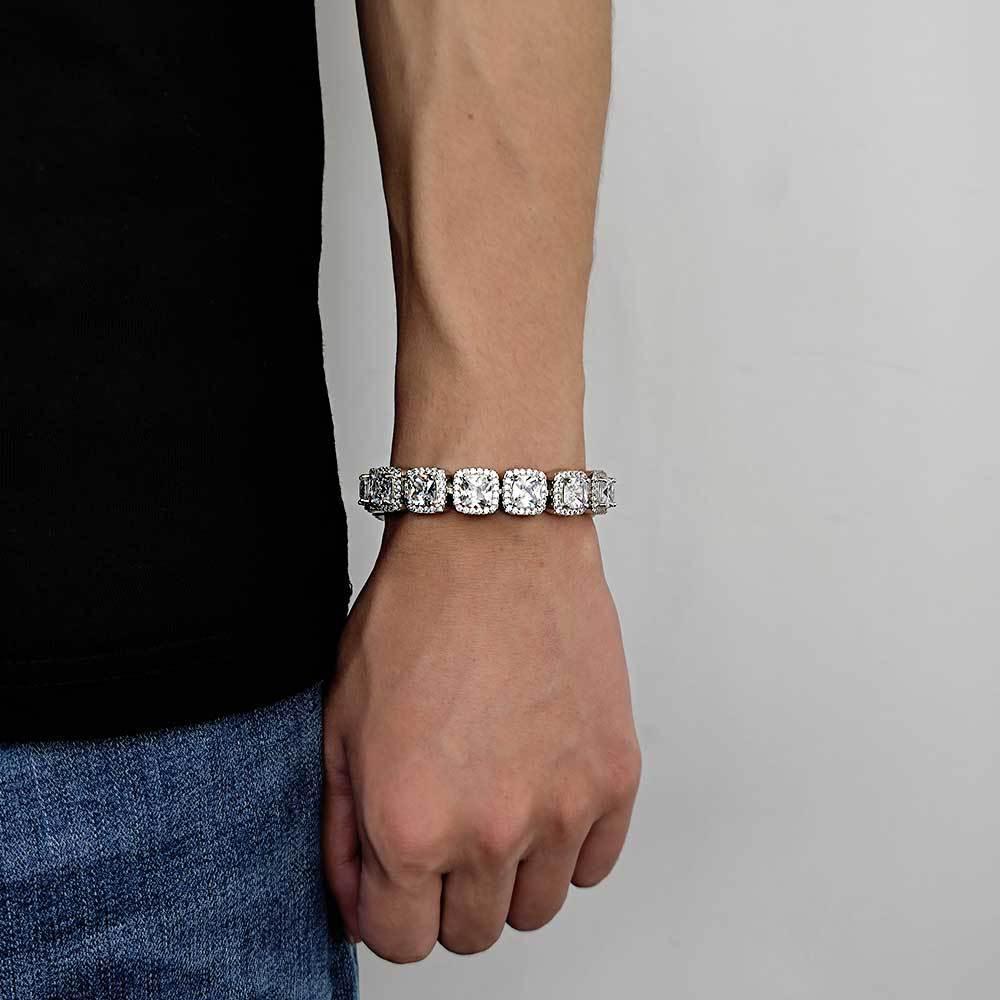 12mm Iced Out Square Chain Zircon Bracelet Unisex | Caratix Jewelry - CaratixJewelry