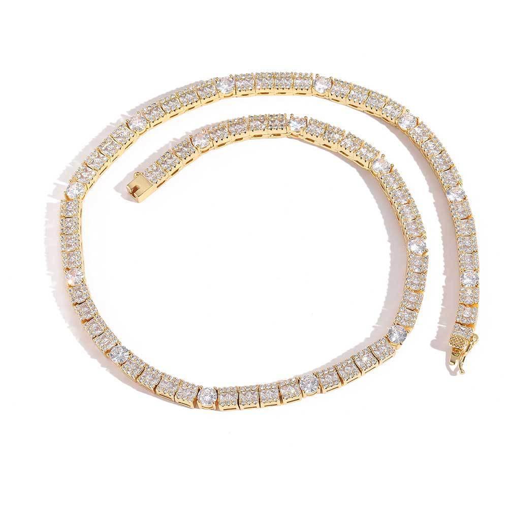 Custom 6mm Round & Square Mixed-Cut Tennis Chain Hip Hop Jewelry | Caratix - CaratixJewelry