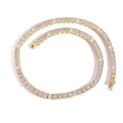 Custom 6mm Round & Square Mixed-Cut Tennis Chain Hip Hop Jewelry | Caratix - CaratixJewelry