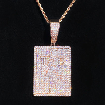 Iced Out TCB Lightning Bolt Dog Tag | Men's "Taking Care of Business" Necklace - CaratixJewelry