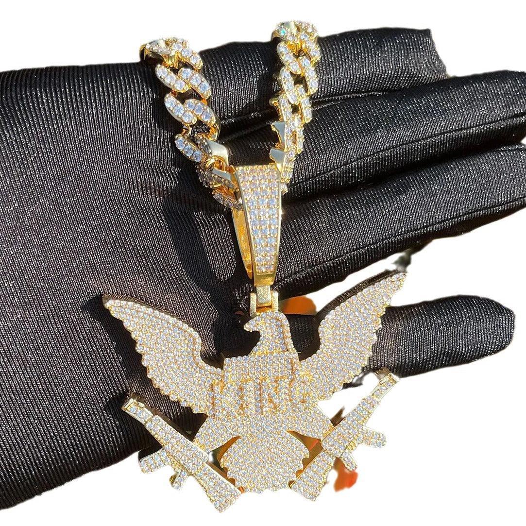 Men's Glacier Sculpture Necklace | Premium Copper CZ Weapon Jewelry Caratix - CaratixJewelry