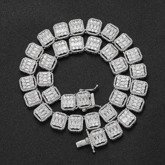 13mm Mixed Set T-Cut Zircon Statement Necklace Trendy Hip Hop Jewelry for Men | Caratix Jewelry - CaratixJewelry