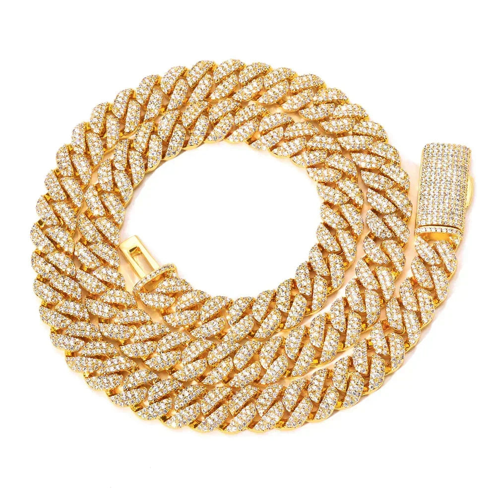 10mm Triple-Row Moissanite Cuban Link Chain for Men – S925 Sterling Silver High-Quality Luxury Hip Hop Necklace - CaratixJewelry