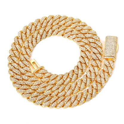 10mm Triple-Row Moissanite Cuban Link Chain for Men – S925 Sterling Silver High-Quality Luxury Hip Hop Necklace - CaratixJewelry