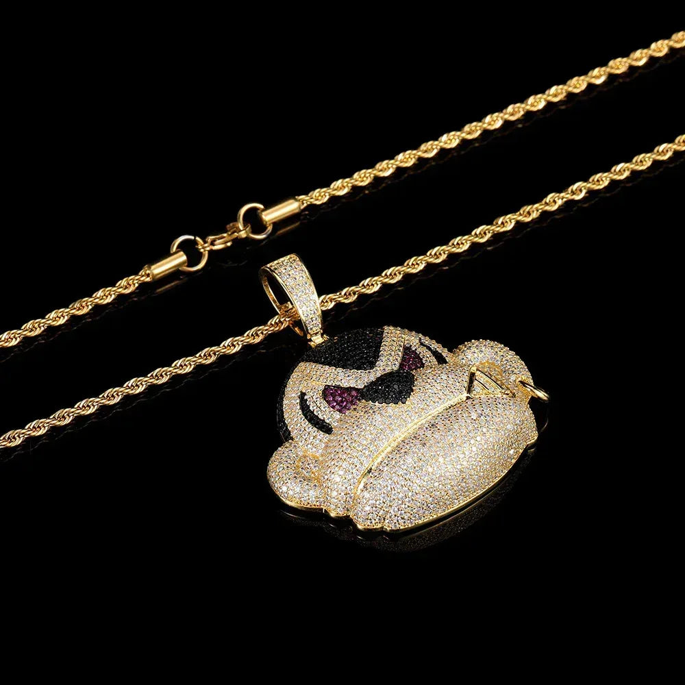 Street Gorilla Pendant Necklace with Copper Frame and Zircon Stones, Gold Plated for Men | Caratix Jewelry - CaratixJewelry