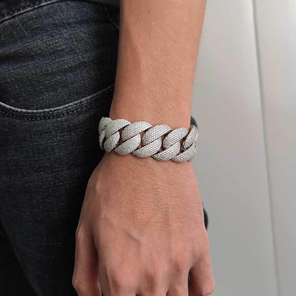 24mm Bubble Cuban Link Bracelet Iced-Out Zircon Hip Hop Jewelry - CaratixJewelry