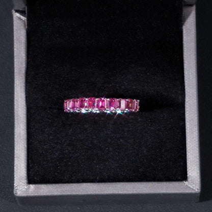 0.3ct Emerald-Cut Moissanite Ring | S925 Silver Unisex Colored Fashion Band - CaratixJewelry