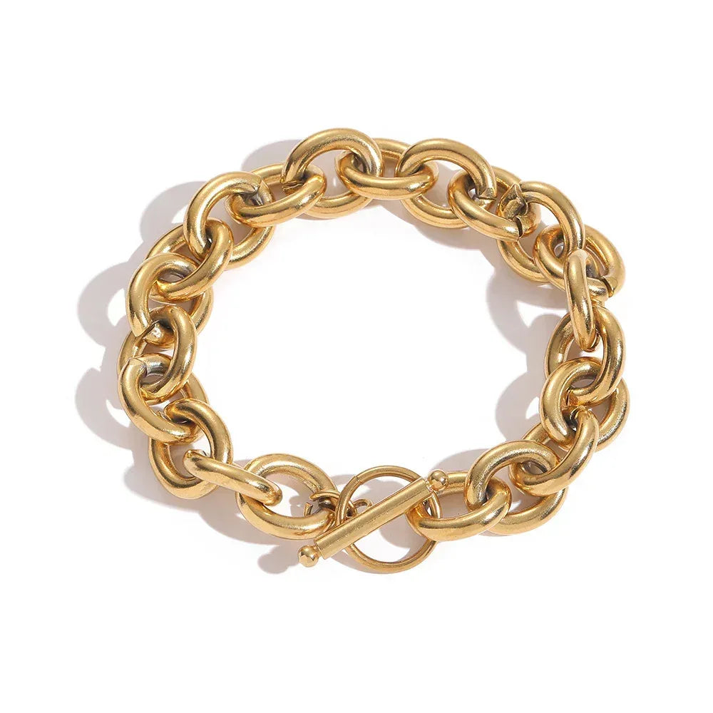 12mm Stainless Steel Cross and O-Link Bracelet - CaratixJewelry