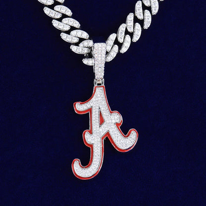 Red Paint Drip Letter 'A' Pendant | Retro Hip Hop Graffiti Initial Necklace | Niche Urban Streetwear Jewelry | Unique Edgy Bling | Caratix - CaratixJewelry