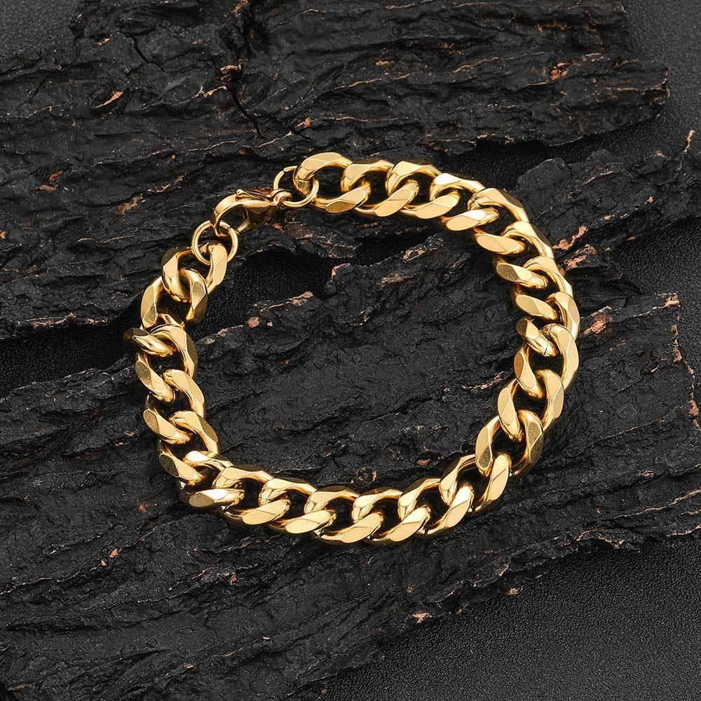11mm Cuban Chain Bracelet with 6-Sided Grind - CaratixJewelry