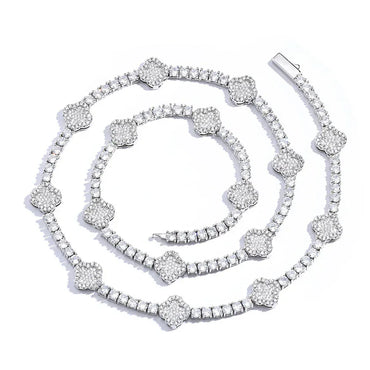 Men's Spring-Clasp Clover Tennis Chain | 5A Zircon Iced Out Necklace | Premium Gold Chain Rapper Style | Caratix - CaratixJewelry