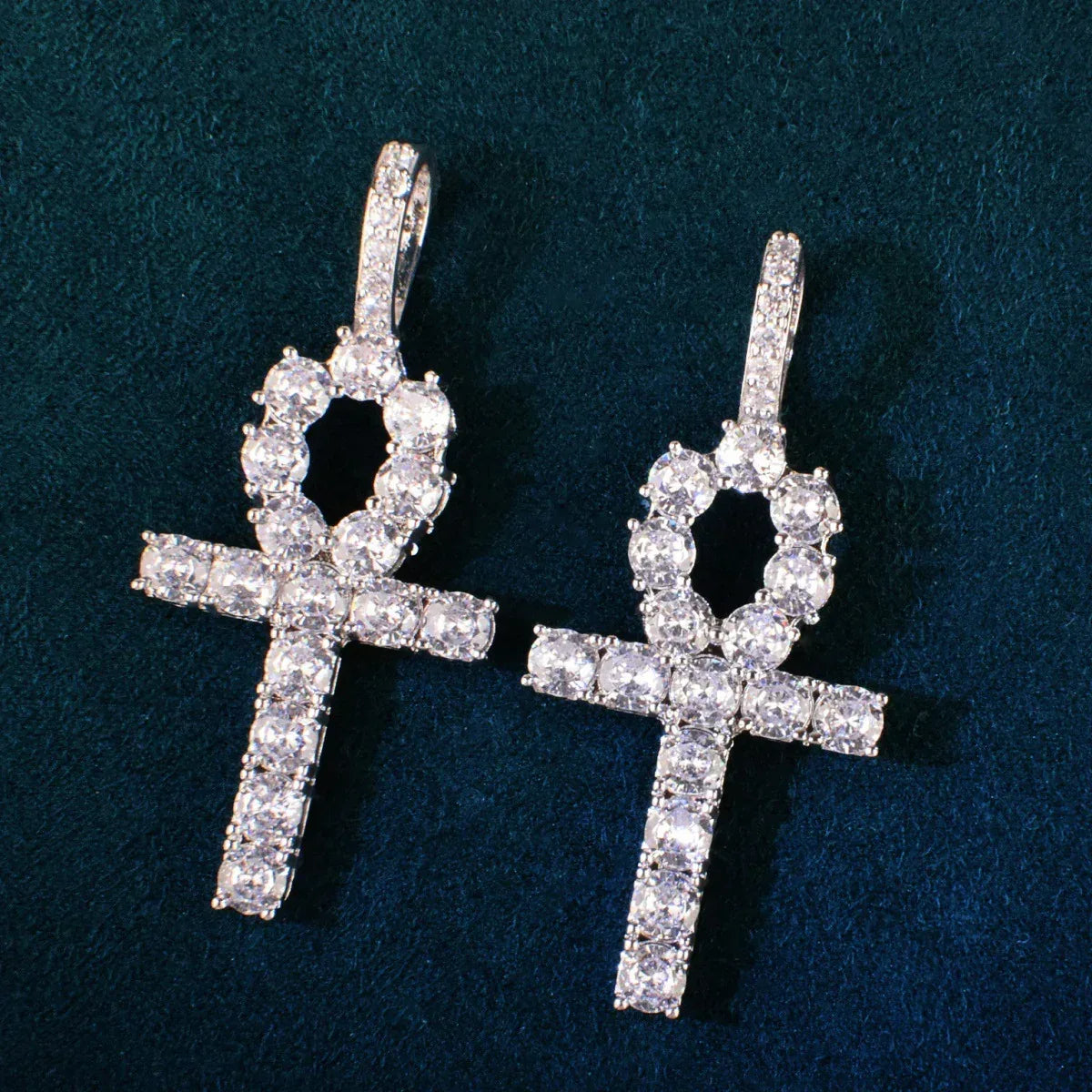 CZ Ankh Cross Pendant Necklace | Men’s Streetwear Jewelry - CaratixJewelry