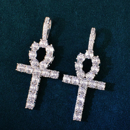 CZ Ankh Cross Pendant Necklace | Men’s Streetwear Jewelry - CaratixJewelry