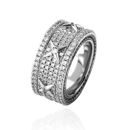 Unisex Vintage Iced Out Ring | Full Micro-Pave Round Band | Caratix