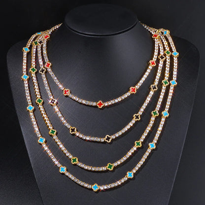 4mm S925 Sterling Silver Moissanite Clover Tennis Chain | VVS1 Moissanite Tester Passed Necklace | Premium Hip Hop Bling | Caratix - CaratixJewelry