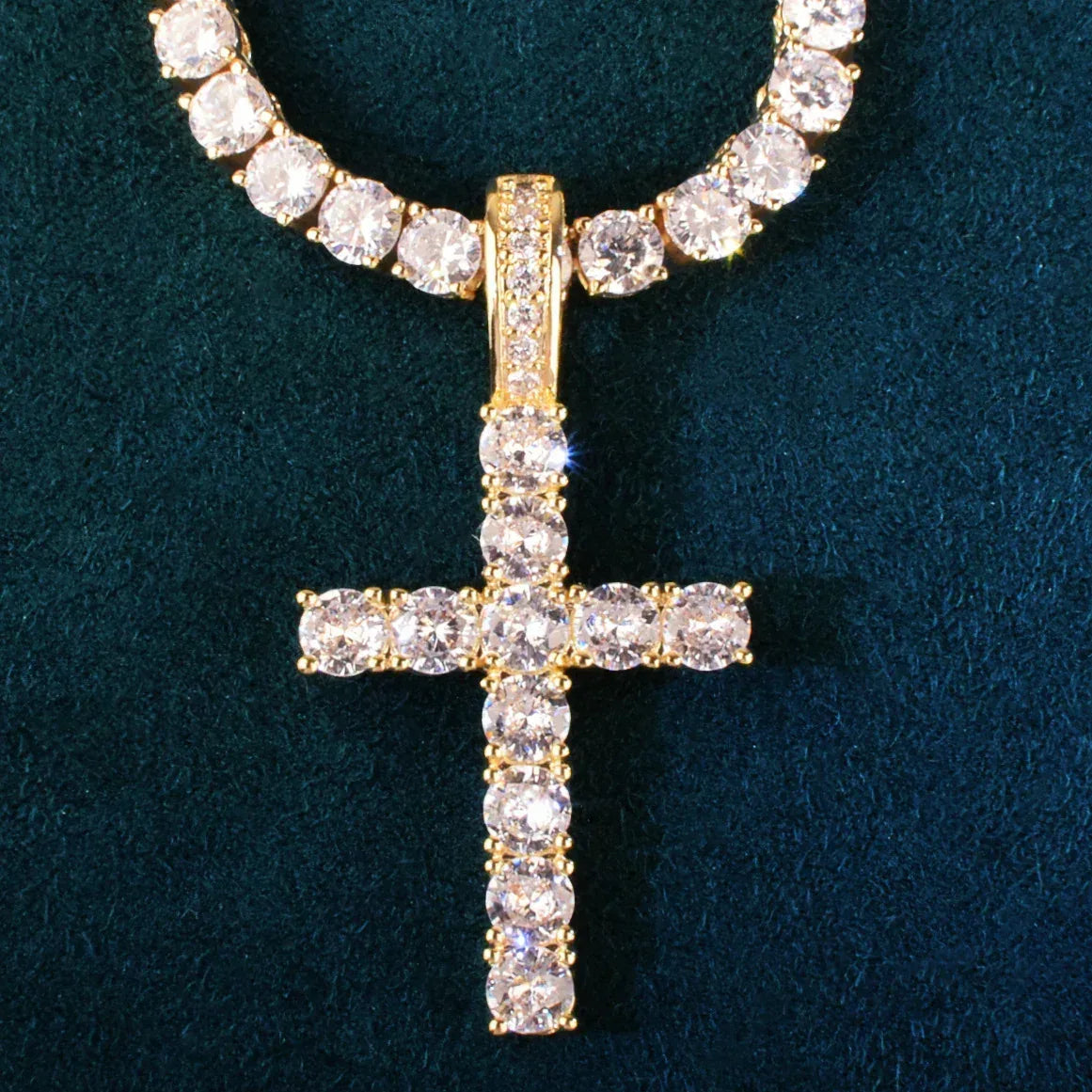 Claw-Set CZ Cross Pendant | Rock Nightclub Men’s Necklace - CaratixJewelry