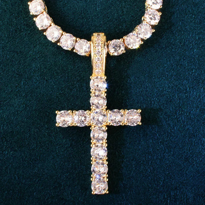 Claw-Set CZ Cross Pendant | Rock Nightclub Men’s Necklace - CaratixJewelry