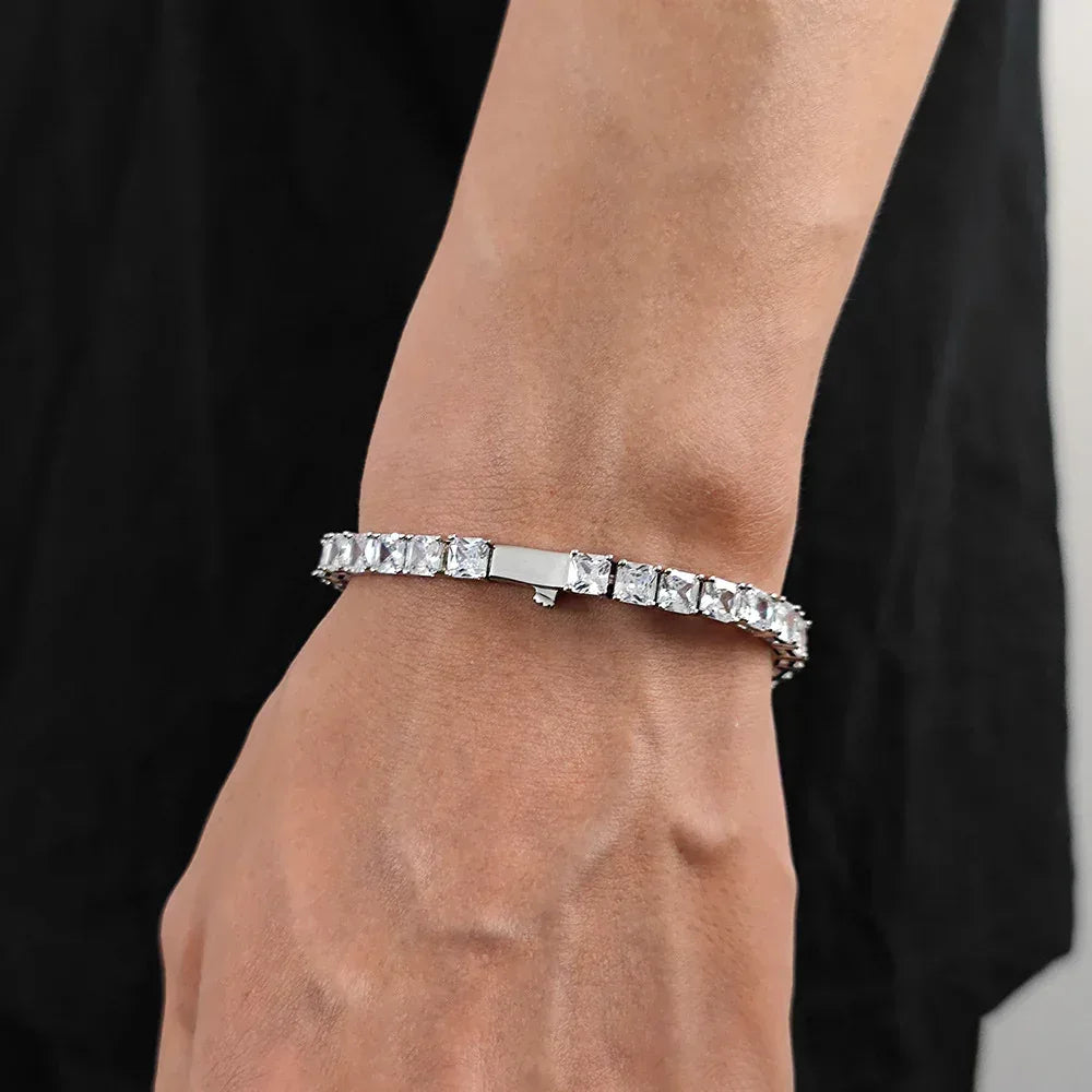 Custom 5.5mm Square Tennis Chain | High-End Hip Hop Bling Bracelet | Caratix - CaratixJewelry