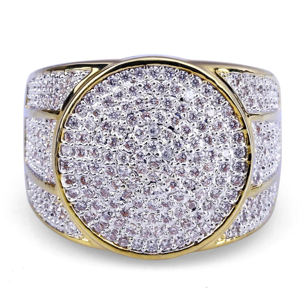 Men's Oval Iced Out Business Ring | Luxury Pave Zirconia Band | Caratix