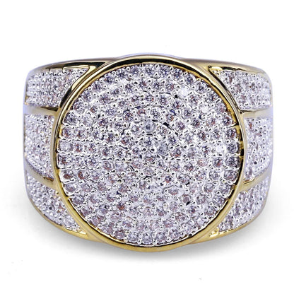 Men's Oval Iced Out Business Ring | Luxury Pave Zirconia Band | Caratix