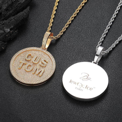 60mm Custom Letter Pendant Necklace with Full Zircon Stones for Men | Caratix Jewelry - CaratixJewelry