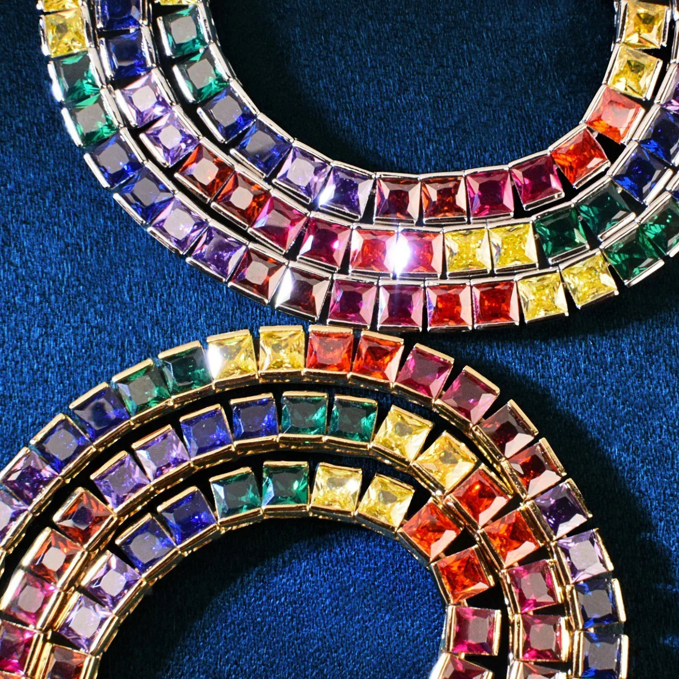 Single Row Rainbow Tennis Chain Necklace with Copper & Colorful Zircon | Hip Hop Jewelry | Caratix Jewelry - CaratixJewelry